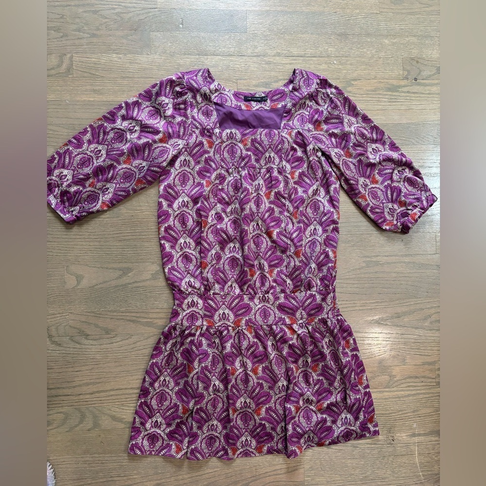 The Limited Purple Paisley Boho Short Sleeve Dress Womens medium